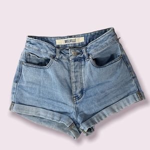Brandy Melville high wasted indigo button up shorts